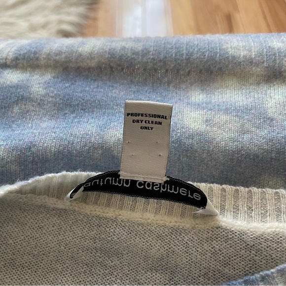 Autumn Cashmere Blue Purple Printed Tie Dye Pure Cashmere Pullover Sweater EUC S - Picture 6 of 7